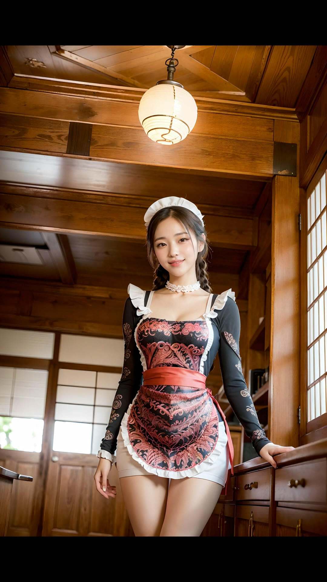 【Ai艺术】红色女仆围裙的女孩
